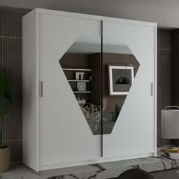 Sliding Wardrobes 4U Diamond 2 Door White Mirrored Wardrobe 150cm - Wilko - thumbnail 1