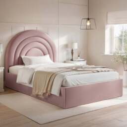 Flair Ava Small Double Pink Velvet Ottoman Bed - Wilko - thumbnail 1