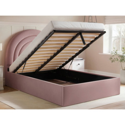 Flair Ava Small Double Pink Velvet Ottoman Bed - Wilko - thumbnail 7