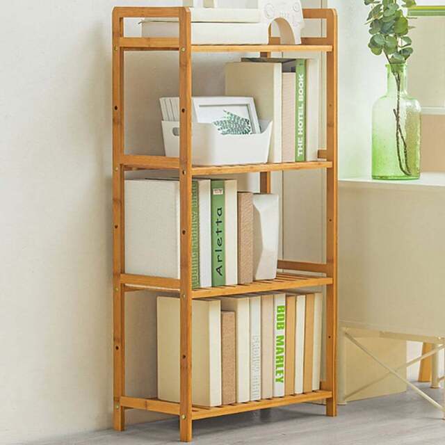 Living and Home 4 Shelf Natural Medium Bookshelf - Brown - Wilko - image 1