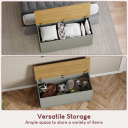Vida Designs Arlington Grey and Oak Wooden Storage Ottoman - Size: 40cm x 100 x 46cm - Wilko - thumbnail 7