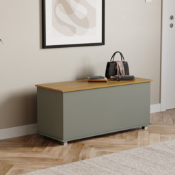 Vida Designs Arlington Grey and Oak Wooden Storage Ottoman - Size: 40cm x 100 x 46cm - Wilko - thumbnail 6