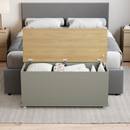 Vida Designs Arlington Grey and Oak Wooden Storage Ottoman - Size: 40cm x 100 x 46cm - Wilko - thumbnail 4