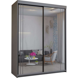 Sliding Wardrobes 4U 2 Sliding Door Grey Modern Full Length Mirrored Wardrobe 150cm - Size: 2 Door - Wilko - thumbnail 3