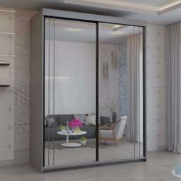 Sliding Wardrobes 4U 2 Sliding Door Grey Modern Full Length Mirrored Wardrobe 150cm - Size: 2 Door - Wilko - thumbnail 1