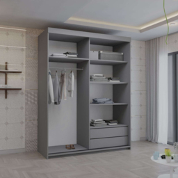 Sliding Wardrobes 4U 2 Sliding Door Grey Modern Full Length Mirrored Wardrobe 150cm - Size: 2 Door - Wilko - thumbnail 5