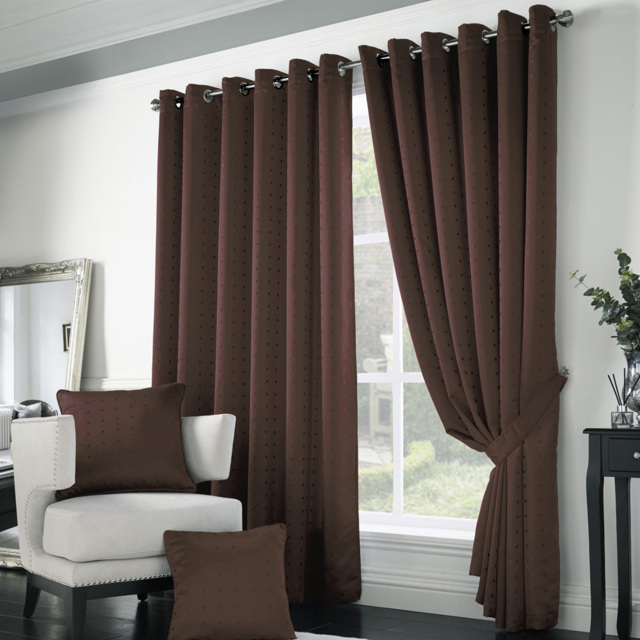 Alan Symonds Madison Chocolate Ring Top Curtain 229 x 274cm - Size: W 229 x D 274cm - Brown - Wilko - image 1
