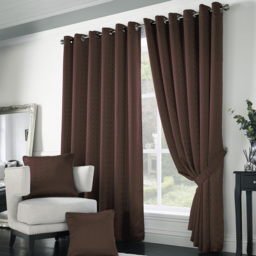Alan Symonds Madison Chocolate Ring Top Curtain 229 x 274cm - Size: W 229 x D 274cm - Brown - Wilko
