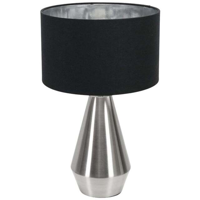 ValueLight Jax Black Chrome Inner Shade Chrome Dimmable LED Touch Table Lamp - Size: 41 x 25 x 25cm - Silver - ValueLights - Wilko - image 1