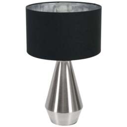 ValueLight Jax Black Chrome Inner Shade Chrome Dimmable LED Touch Table Lamp - Size: 41 x 25 x 25cm - Silver - ValueLights - Wilko