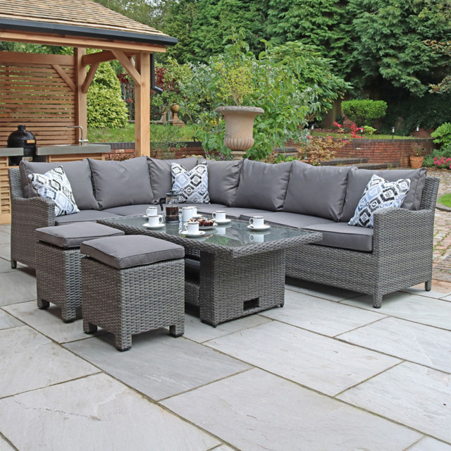 Royalcraft Paris 7 Seater Adjustable Corner Dining Set - Grey - Wilko - image 1