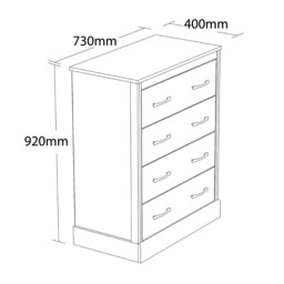 Camford 4 Drawer Chest of Drawers - Brown - Wilko - thumbnail 3
