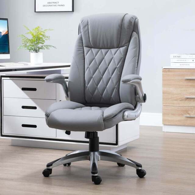 Portland Grey PU Leather Swivel Executive Office Chair - Size: 69 x 76 x 121cm - Wilko - image 1