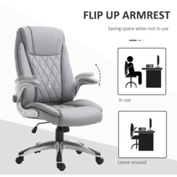 Portland Grey PU Leather Swivel Executive Office Chair - Size: 69 x 76 x 121cm - Wilko - thumbnail 6