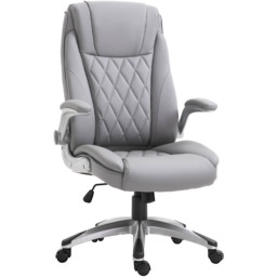 Portland Grey PU Leather Swivel Executive Office Chair - Size: 69 x 76 x 121cm - Wilko - thumbnail 3