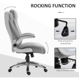 Portland Grey PU Leather Swivel Executive Office Chair - Size: 69 x 76 x 121cm - Wilko - thumbnail 5