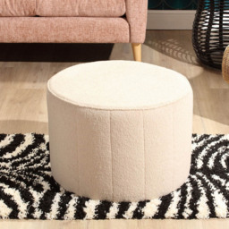 Desser Furniture Medium Round Latte Boucle Fabric Pouffe - Size: 45 x 63 x 63cm - Cream - Wilko - thumbnail 5