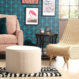 Desser Furniture Medium Round Latte Boucle Fabric Pouffe - Size: 45 x 63 x 63cm - Cream - Wilko - thumbnail 4