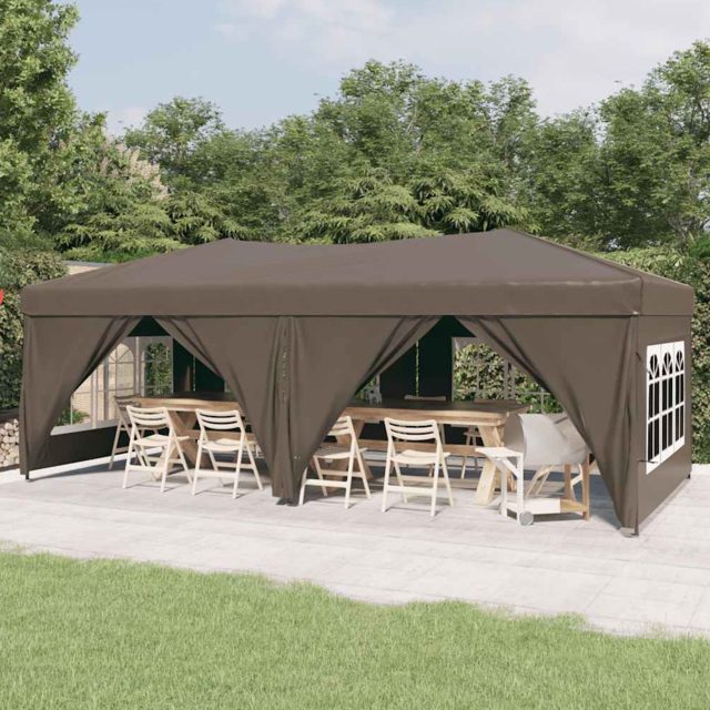 vidaXL 3 x 6m Taupe Foldable Party Tent with Sidewalls - Brown - Wilko - image 1