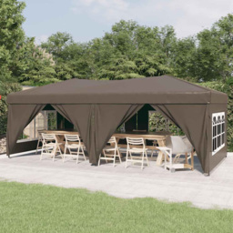 vidaXL 3 x 6m Taupe Foldable Party Tent with Sidewalls - Brown - Wilko