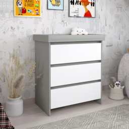 Shefa 880 3 Drawer Grey and White Kids Changing Unit - Size: 92 x 80 x 50cm - Grey-white - Wilko - thumbnail 7