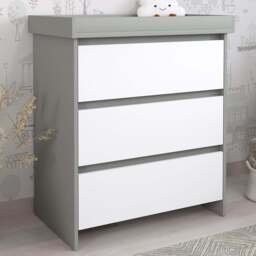 Shefa 880 3 Drawer Grey and White Kids Changing Unit - Size: 92 x 80 x 50cm - Grey-white - Wilko