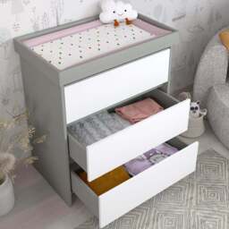 Shefa 880 3 Drawer Grey and White Kids Changing Unit - Size: 92 x 80 x 50cm - Grey-white - Wilko - thumbnail 6