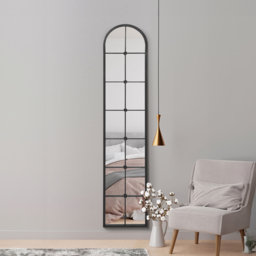 The Arcus Black Arched Metal Leaner Wall Mirror 190 x 40cm - MirrorOutlet - Wilko - thumbnail 3