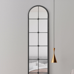 The Arcus Black Arched Metal Leaner Wall Mirror 190 x 40cm - MirrorOutlet - Wilko - thumbnail 4