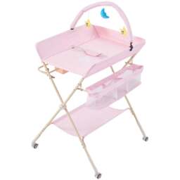 H&O Direct Newborn Diaper Changing Table with Storage - Size: 122 x 75 x 76cm - Pink - Wilko - thumbnail 1