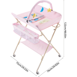 H&O Direct Newborn Diaper Changing Table with Storage - Size: 122 x 75 x 76cm - Pink - Wilko - thumbnail 6
