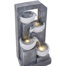 Living and Home 4-Tier Stone Effect Cascading Bowl Solar LED Water Feature - Size: 66 x 32 x 23cm - Grey - Wilko - thumbnail 4