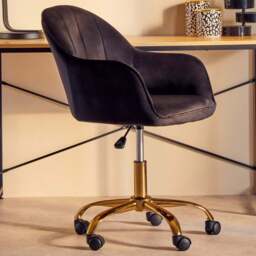 Interiors by Premier Brent Black and Gold Swivel Home Office Chair - Size: 57 x 64 x 90cm - Multi - Wilko - thumbnail 1