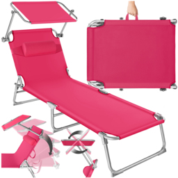 tectake Chloe Pink 4 Step Backrest Foldable Sun Lounger - Size: 1 Seater - Wilko - thumbnail 3