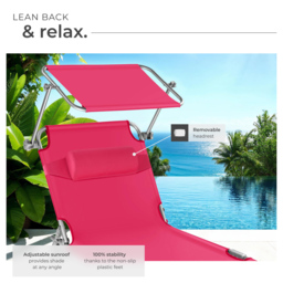 tectake Chloe Pink 4 Step Backrest Foldable Sun Lounger - Size: 1 Seater - Wilko - thumbnail 7