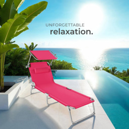 tectake Chloe Pink 4 Step Backrest Foldable Sun Lounger - Size: 1 Seater - Wilko - thumbnail 4