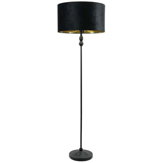 ValueLights Maggie Black Candlestick LED Floor Lamp with Black and Gold Velvet Lamp Shade - Size: 151 x 45 x 45cm - Wilko - image 1