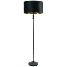 ValueLights Maggie Black Candlestick LED Floor Lamp with Black and Gold Velvet Lamp Shade - Size: 151 x 45 x 45cm - Wilko - thumbnail 1