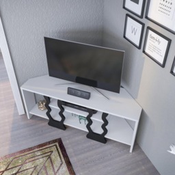 Decorotika Firal 2 Shelf White and Black Corner TV Unit - Size: 41.8 x 110 x 35cm - Multi - Wilko - thumbnail 5