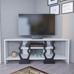 Decorotika Firal 2 Shelf White and Black Corner TV Unit - Size: 41.8 x 110 x 35cm - Multi - Wilko - thumbnail 6