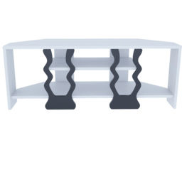 Decorotika Firal 2 Shelf White and Black Corner TV Unit - Size: 41.8 x 110 x 35cm - Multi - Wilko - thumbnail 3