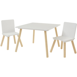 Liberty House Toys Kids White and Pinewood Table and Chairs - Size: 44 x 60 x 60cm - Wilko - thumbnail 3