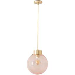 ValueLights Frenchie Pink Glass Globe Brushed Gold Capped LED Ceiling Pendant Light - Size: 136 x 15 x 15cm - Wilko - thumbnail 1