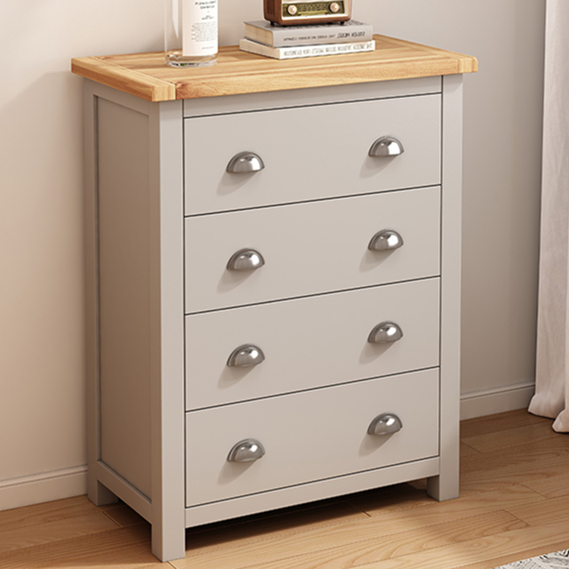 Cabinet Bits Argenta 4 Drawer Light Grey Chrome Cup Handle Chest of Drawers - Wilko - image 1