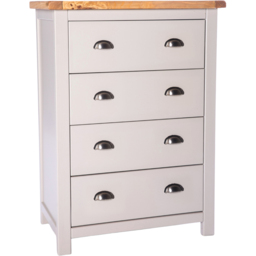 Cabinet Bits Argenta 4 Drawer Light Grey Chrome Cup Handle Chest of Drawers - Wilko - thumbnail 4