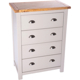 Cabinet Bits Argenta 4 Drawer Light Grey Chrome Cup Handle Chest of Drawers - Wilko - thumbnail 5