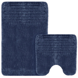 Velosso Linear Navy Bath Mat Set - Size: 50 x 80 x 1cm - Blue - Wilko