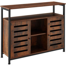 tectake Warrington 2 Door Dark Rustic Wooden Sideboard - Size: 82 x 37 x 100cm - Brown - Wilko - thumbnail 3
