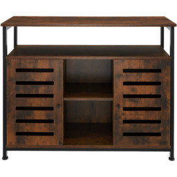 tectake Warrington 2 Door Dark Rustic Wooden Sideboard - Size: 82 x 37 x 100cm - Brown - Wilko - thumbnail 4