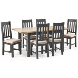 Julian Bowen Bordeaux 6 Seater Dining Set Dark Grey - Wilko - thumbnail 3